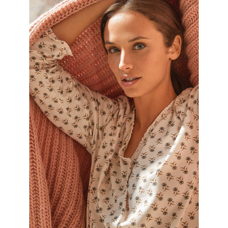 Modal cotton nightdress TEA TIME Multicolor | Lingerie le Chat