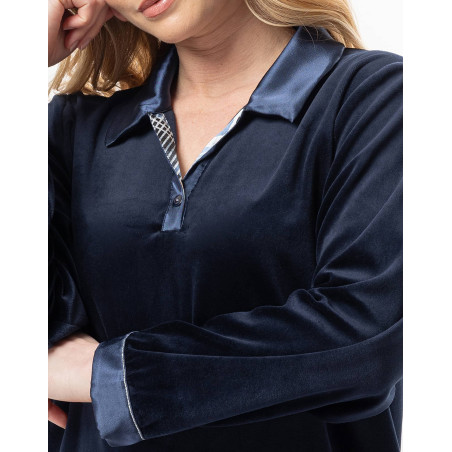 Pyjama en velours BRADLEY Marine | Lingerie le Chat