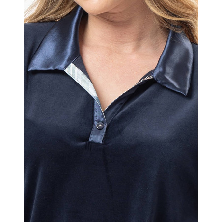 Robe en velours BRADLEY Marine | Lingerie le Chat
