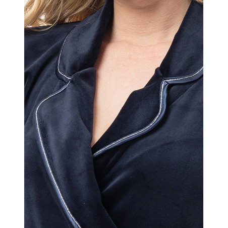 Peignoir en velours BRADLEY Marine | Lingerie le Chat