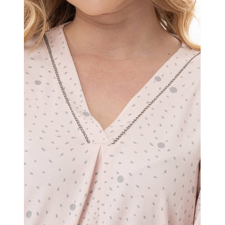 Chemise de nuit en coton COSY Rose/Gris | Lingerie le Chat