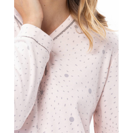 Chemise de nuit en coton COSY Rose/Gris | Lingerie le Chat