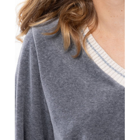 Ensemble homewear en velours COUNTRY Anthracite Chine | Lingerie le Chat