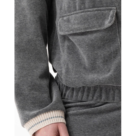 Ensemble homewear zippé en velours COUNTRY Anthracite Chine | Lingerie le Chat