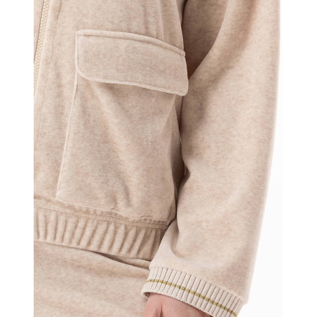 Velvet zipped homewear set COUNTRY Beige China | Lingerie le Chat