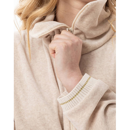Ensemble homewear zippé en velours COUNTRY Beige Chine | Lingerie le Chat