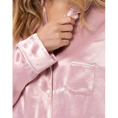 Pyjama boutoné en viscose DARCY Rose | Lingerie le Chat