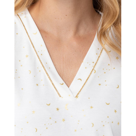 Chemise de nuit en coton LUNA Ecru | Lingerie le Chat