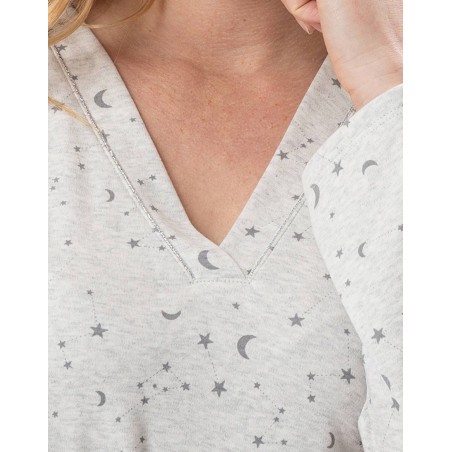 Chemise de nuit en coton LUNA Gris Chine | Lingerie le Chat
