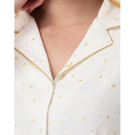 Cotton button-down pyjamas LUNA Ecru | Lingerie le Chat