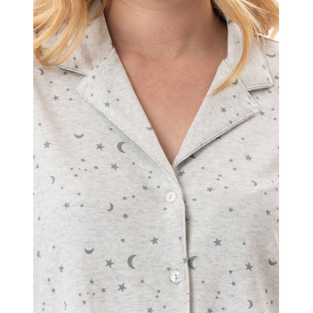 Cotton button-down pyjamas LUNA Grey China | Lingerie le Chat