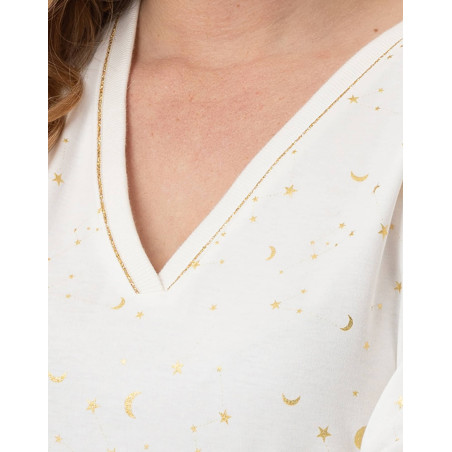 Chemise de nuit longue en coton LUNA Ecru | Lingerie le Chat