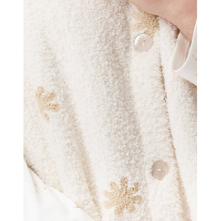 Poncho boutonné à motifs ESSENTIEL Ecru | Lingerie le Chat