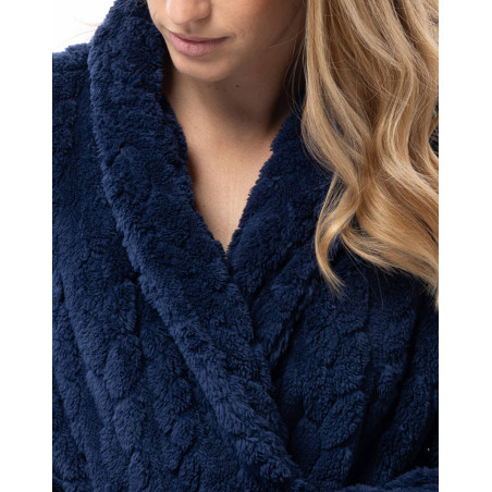 Fancy crossed dressing gown ESSENTIEL Navy Blue | Lingerie le Chat