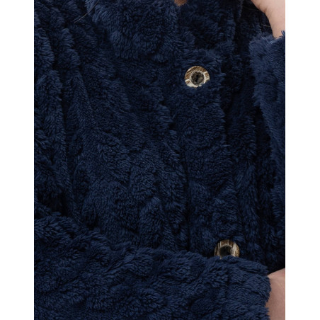 Robe de chambre boutonnée effet tressé ESSENTIEL Marine | Lingerie le Chat
