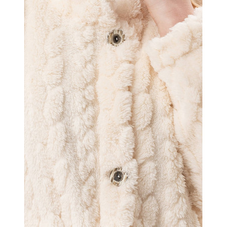 Robe de chambre boutonnée effet tressé ESSENTIEL Ecru | Lingerie le Chat
