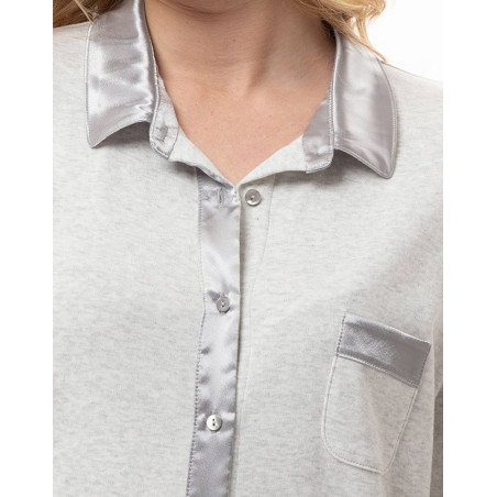 Pyjama boutonné en coton ANDY Gris Chine | Lingerie le Chat