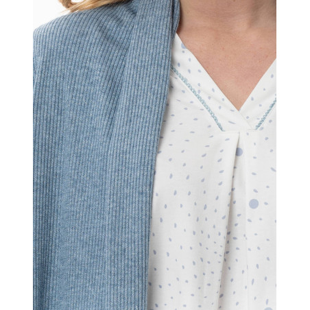 Pyjama en coton COSY Ecru / Ciel | Lingerie le Chat