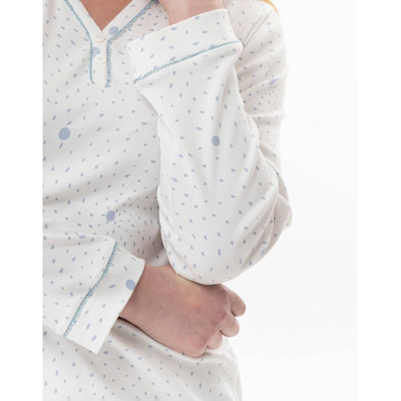 Chemise de nuit en coton COSY Ecru / Ciel | Lingerie le Chat