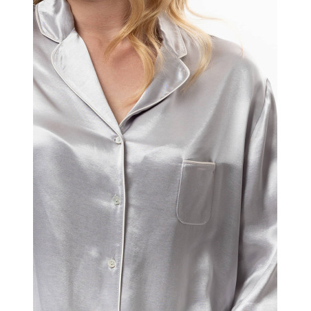 Pyjama boutonné en viscose DARCY Perle | Lingerie le Chat