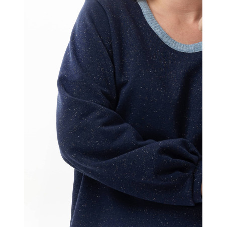 Ensemble homewear en molleton lurex ECLAT Marine | Lingerie le Chat