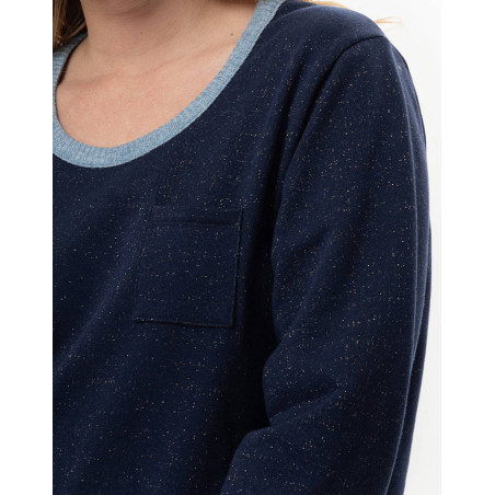 Ensemble homewear en molleton lurex ECLAT Marine | Lingerie le Chat