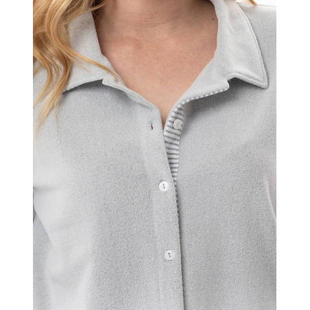 Microfleece button-down homewear set FLOCON China Grey | Lingerie le Chat
