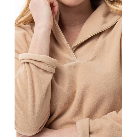 Ensemble homewear en micropolaire LINETTE Caramel | Lingerie le Chat