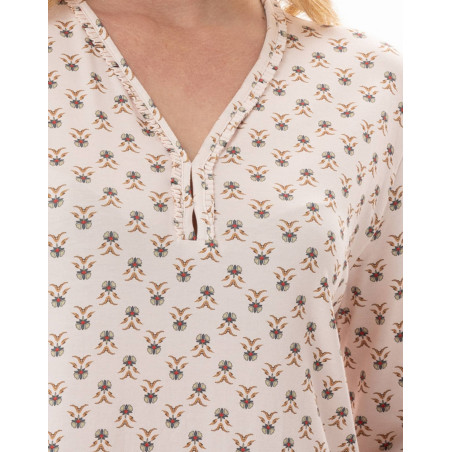 Chemise de nuit longue en coton modal TEA TIME Multicolore | Lingerie le Chat