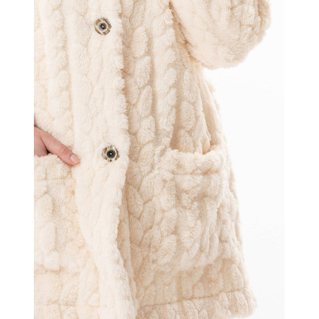 Veste boutonnée effet tressé ESSENTIEL Ecru | Lingerie le Chat