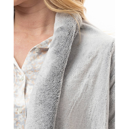 Asymmetrical plush flannel jacket ESSENTIEL Grey | Lingerie le Chat