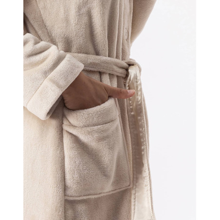 Robe de chambre en peluche flanelle ESSENTIEL H51B coquille  | Lingerie le Chat