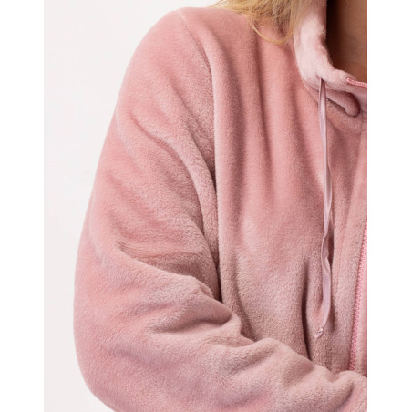 Plush flannel zipped jacket ESSENTIEL Blush | Lingerie le Chat