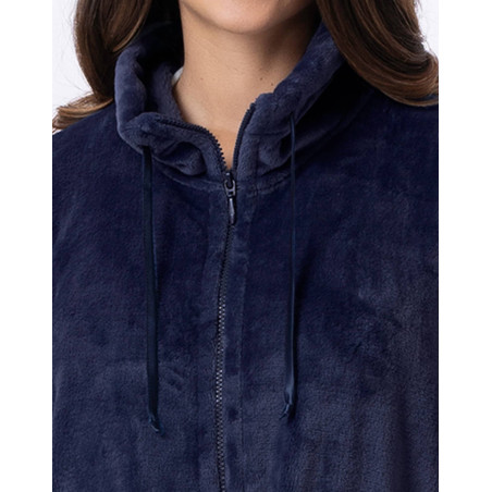 Veste zippée en peluche flanelle ESSENTIEL Marine | Lingerie le Chat