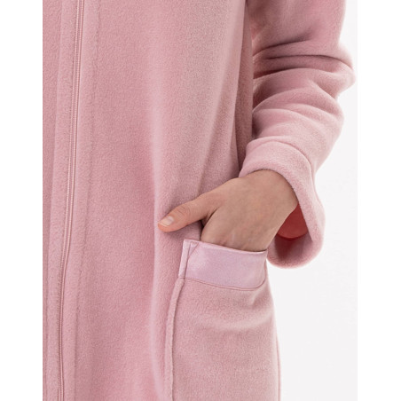 Robe de chambre zippée en polaire ESSENTIEL H54A Blush | Lingerie le Chat