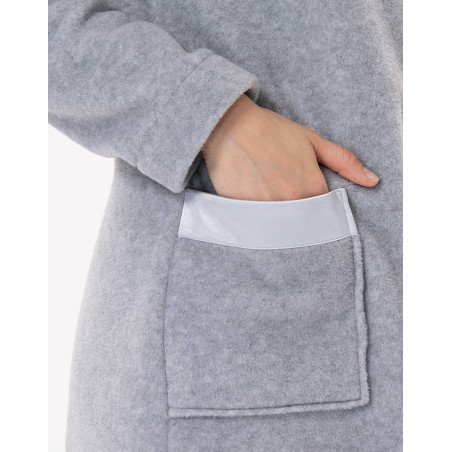 Robe de chambre zippée en polaire ESSENTIEL H54A Gris Chine | Lingerie le Chat