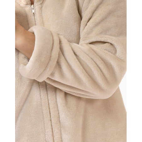 Robe de chambre zippée en peluche flanelle ESSENTIEL Coquille