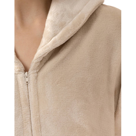Plush flannel bathrobe ESSENTIEL H56B shell | Lingerie le Chat