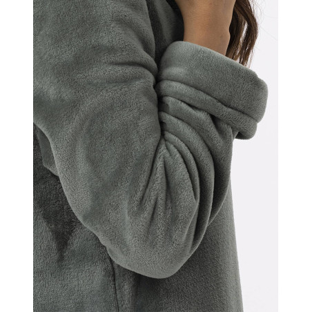 Robe de chambre en peluche flanelle ESSENTIEL H56B lichen  | Lingerie le Chat