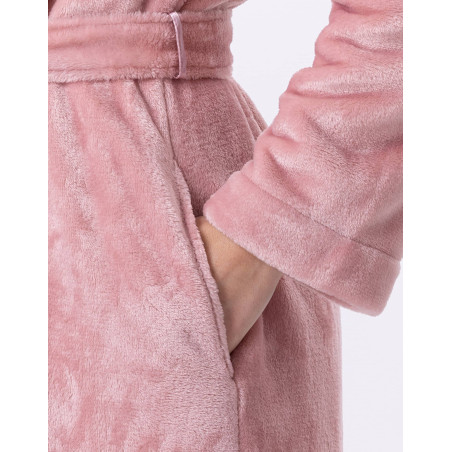 Peignoir croisé flanelle ESSENTIEL H61B blush | Lingerie le Chat