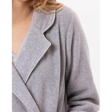 Peignoir croisé en polaire ESSENTIEL Gris Chine | Lingerie le Chat