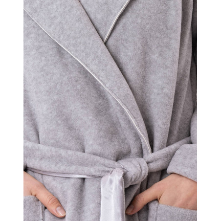 Peignoir croisé en polaire ESSENTIEL Gris Chine | Lingerie le Chat