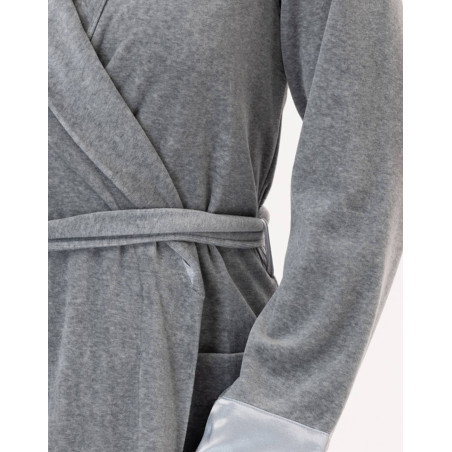 Peignoir croisé en velours ESSENTIEL Gris Chine | Lingerie le Chat