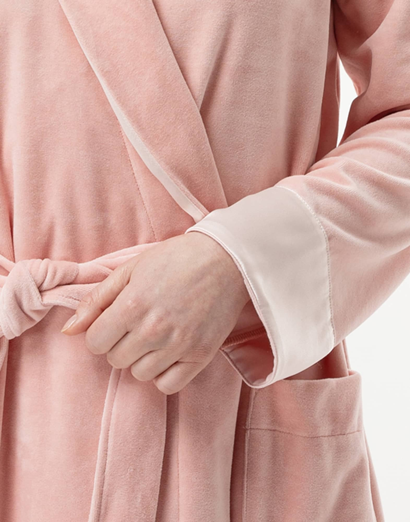 Velvet crossed dressing gown ESSENTIEL Pink | Lingerie le Chat Velvet crossed dressing gown ESSENTIEL Pink | Lingerie le Chat