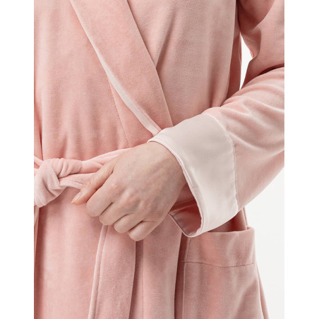 Velvet crossed dressing gown ESSENTIEL Pink | Lingerie le Chat