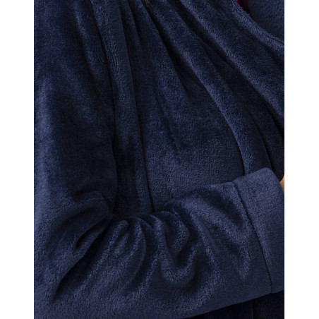 Short plush flannel jacket ESSENTIEL Navy Blue | Lingerie le Chat
