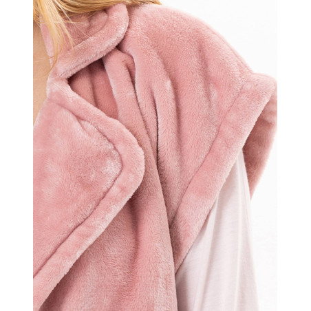 Short-sleeved button-down jacket in plush flannel ESSENTIEL Blush | Lingerie le Chat