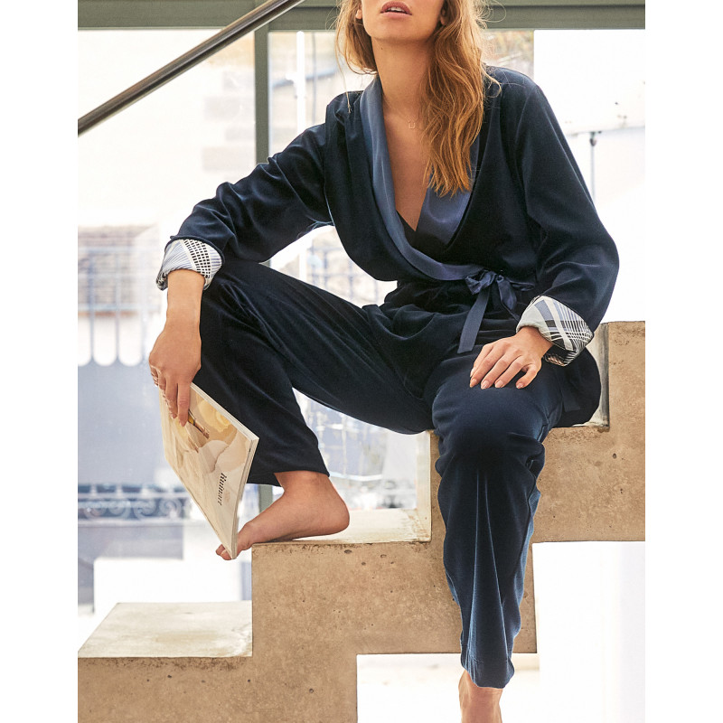 Ensemble homewear en velours BRADLEY Marine | Lingerie le Chat