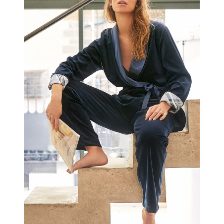 Ensemble homewear en velours BRADLEY Marine | Lingerie le Chat