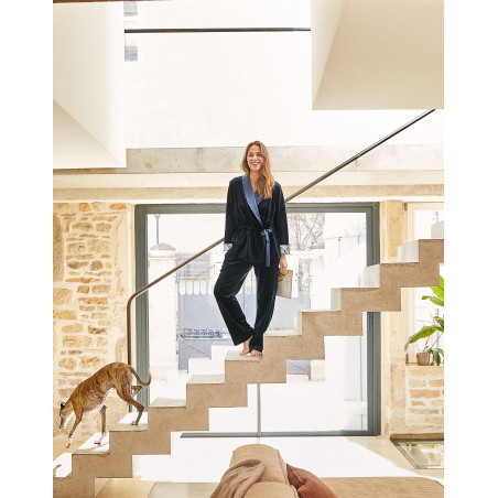 Ensemble homewear en velours BRADLEY Marine | Lingerie le Chat